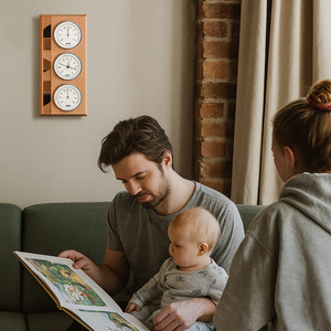 Stylish Beech Weather Station 3 in 1 - Hygrometer + Barometer + Thermometer