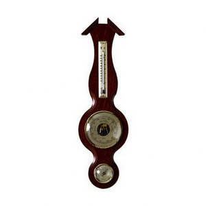 Barometers And Clocks: Traditional  Banjo Mahogany 390mm Weatherstation -3 in 1 - Hygrometer + Barometer + Thermometer