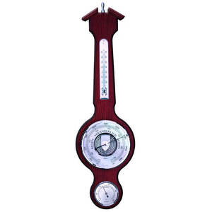 Traditional Banjo Mahogany & Chrome 555 mm Weatherstation -3 in 1 - Hygrometer +&hellip;