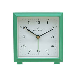 Olympic Branded: Square Metal Alarm Clock -Green