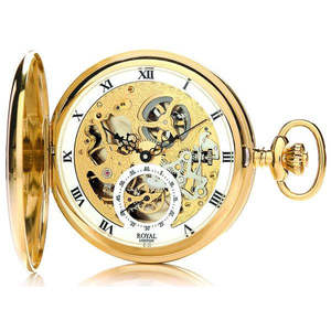 Royal London Brand: Classic Gold Mechanical Pocket Watch – Intricate Movement & Timeless Design