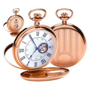 Royal London Brand: Premium Rose Gold Mechanical Pocket Watch – Traditional Craftsmanship & Style