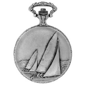 Classique Swiss Watches: Sailing Boat Pewter  Antique Swiss Quartz  Pocket Watch