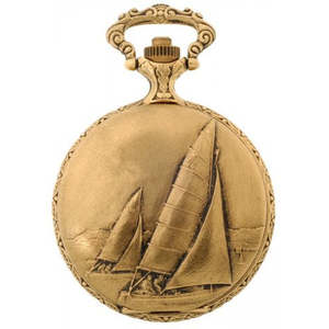 Classique Swiss Watches: Sailing Boat  Antique Gold Swiss Quartz  Pocket Watch