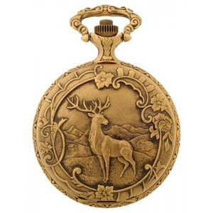 Classique Swiss Watches: Hunting Deer  48mm  Gold Antique Swiss Quartz Pocket Watches