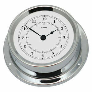 Caravan Clocks Weather Station: Polished Chrome & White Dial 125mm Quartz Clock