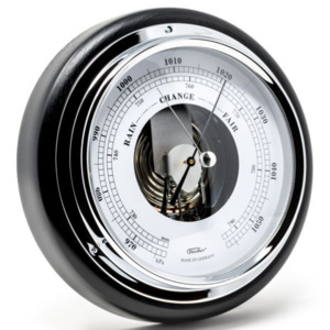 Popular Black and Chrome Barometer & Tide Clock Combo