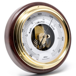 Caravan Clocks Weather Station: Popular Mahogany Barometer & Tide Clock Combo