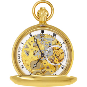 All Watches: Kennedy Gold-Plated Skeleton Pocket Watch – Mechanical 17-Jewel Design