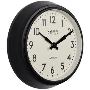 Smiths Matt Black Retro Wall Clock 28cm