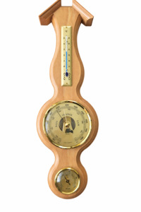 Traditional  Banjo Beech 390mm Weatherstation -3 in 1 - Hygrometer + Barometer + Thermometer