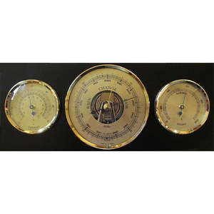 Modern Ebony & Brass Weatherstation 3 in 1 - Hygrometer + Barometer + Thermometer
