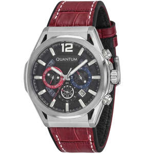Quantum MultiFunction Calendar Gunmetal Dial Red Silicon strap Watch PWG970.358