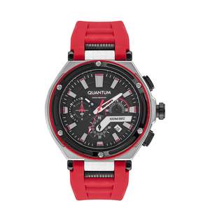 Quantum Chronograph Red Strap Black Dial Date Watch HNG1010.359
