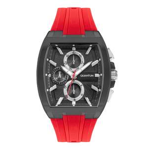 Quantum: Quantum Mutli-Function Grey Dial Red Strap Watch HNG997.068
