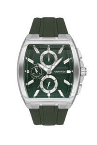 Quantum: Quantum Chronograph All Green Silver Case Watch HNG997.375