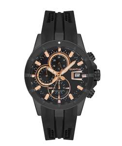 Quantum: Quantum Chronograph All Black with Rose Gold Date Watch HNG893.851