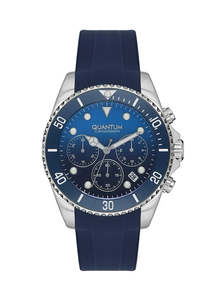 Quantum: Quantum Chronograph Blue Dial Blue Strap Silver Watch PWG1099.399