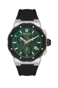 Quantum Hunter Chronograph Green Dial Black Strap Date Watch HNG1082.371
