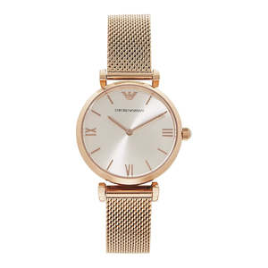 Emporio Armani Retro Silver Dial Rose Gold-tone Ladies Watch AR1956