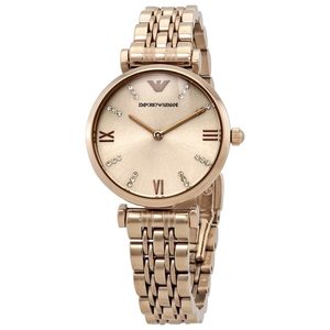 Emporio Armani Womens Watches: Emporio Armani Gianni T-Bar Crystal Rose Dial Women's Watch - AR11059