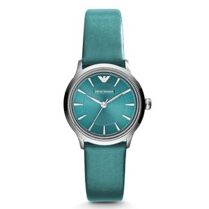 Emporio Armani Classic Teal Dial Teal Leather Quartz Ladies Watch AR1804