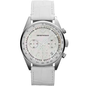 Emporio Armani Chronograph White Leather Women's Watch AR6011