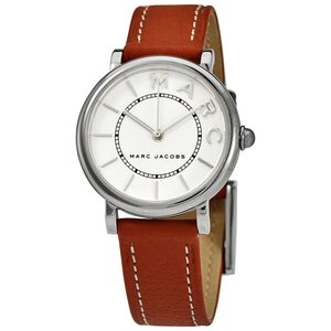 Marc Jacobs Watches: Marc Jacobs Roxy White Brown Leather Dial Silver Watch MJ1572