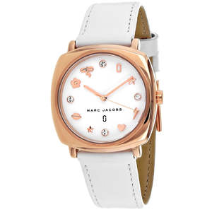 Marc Jacobs Watches: Marc Jacobs White leather White Dial Rose Gold Watch MJ8678