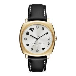 Marc Jacobs Mandy White Dial Black Leather Gold Watch MJ1564
