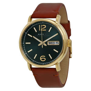 Marc By Marc Jacobs: Marc By Marc Jacobs Fergus Black Dial Brown Leather Watch MBM5077 (Defect)