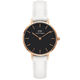 Daniel Wellington Petite 32mm Black Rose Gold Dial White Leather Strap DW00100283
