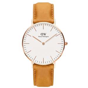 Daniel Wellington Durham 36mm Brown Genuine Leather Gold Watch - DW00100111
