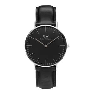 Daniel Wellington Sheffield 36mm Black Dial Black Leather Silver Watch - DW00100145