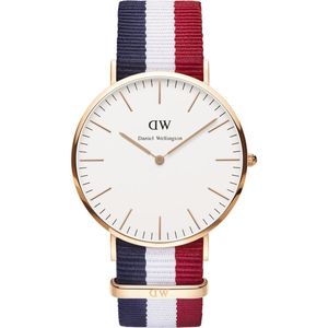 Daniel Wellington Watches: Daniel Wellington Cambridge 40mm White Dial Tricolour Strap Men's Gold Watch - DW00100003