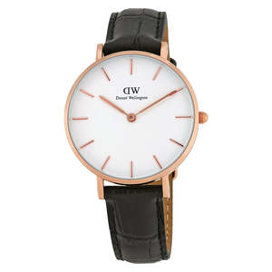 Daniel Wellington Reading 32mm White Dial Black Genuine Leather Women's Gol&hellip;
