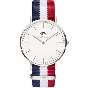Daniel Wellington Cambridge 40mm White Dial Tricolour Strap Men's Silver Wa&hellip;