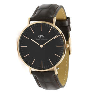 Daniel Wellington Watches: Daniel Wellington York 40mm Black Dial Black Genuine Leather Men's Gold Watch - DW00100128