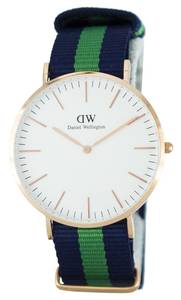 Daniel Wellington Warwick 40mm White Dial Blue & Green Nato Strap Men's Gol&hellip;