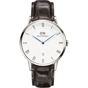 Daniel Wellington Mens Watches: Daniel Wellington Dapper York 38mm White Dial Dark Brown Genuine Leather Silver Date Watch - DW00100089