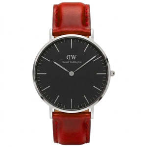 Daniel Wellington Mens Watches: Daniel Wellington St Mawes 40mm Black Dial Brown Genuine Leather Silver Men's Watch - DW00100130