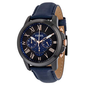 Fossil Watches: Fossil Grant Chronograph Black and Blue Dial Men's Watch FS5061