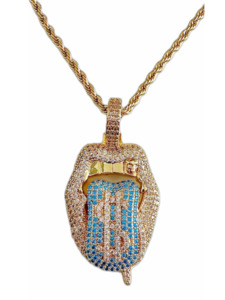 Jewellery: Big Daddy Dollar Tongue Iced Out Pendant