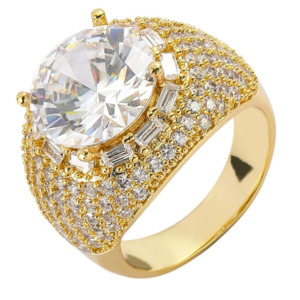 Jewellery: Big Daddy Iced Out Cluster Gold Ring