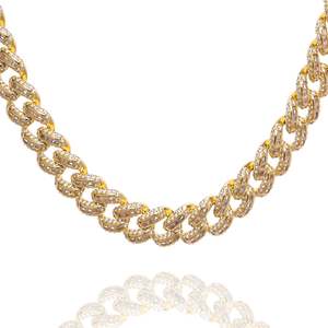 Jewellery: Big Daddy 12MM Baguette Miami Cuban Link Gold Iced Out Chain