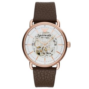 Emporio Armani Aviator Automatic Men's White Skeleton Dial Watch AR60027