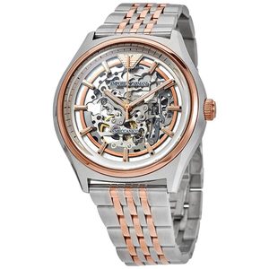 Emporio Armani Meccanico Automatic Skeleton Dial Two-tone Men's Watch AR60002