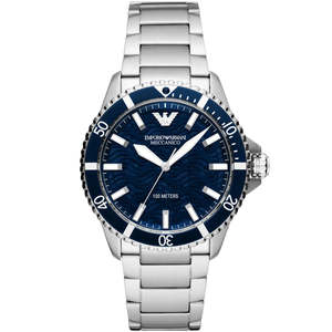 Emporio Armani Diver Automatic Uni-directional rotating blue bezel Silver Men&ap&hellip;