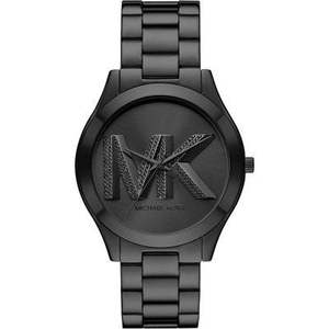 Womens Fashion Watches: Michael Kors Oversized Slim Runway Black-Tone Watch MK4734