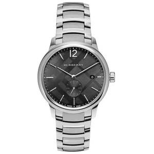 Burberry The Classic Engraved Check Grey Dial Silver Stainless Steel Men's &hellip;